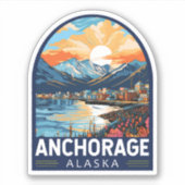 Anchorage Alaska Reisemöglichkeiten Aufkleber (Vorderseite)