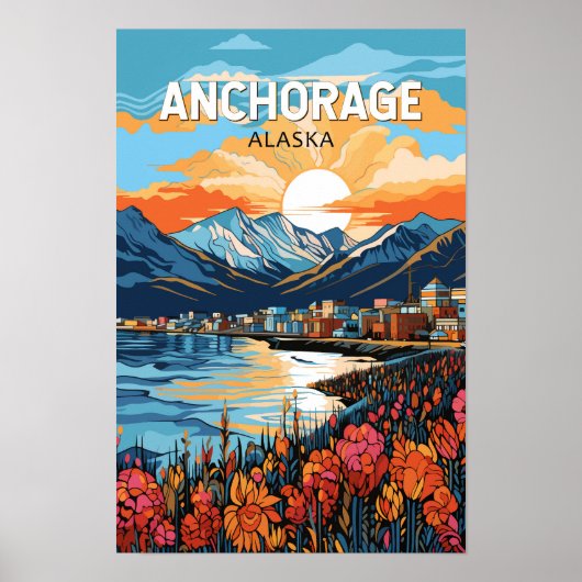 Anchorage Alaska Reisen Kunst Vintag Poster (Vorne)