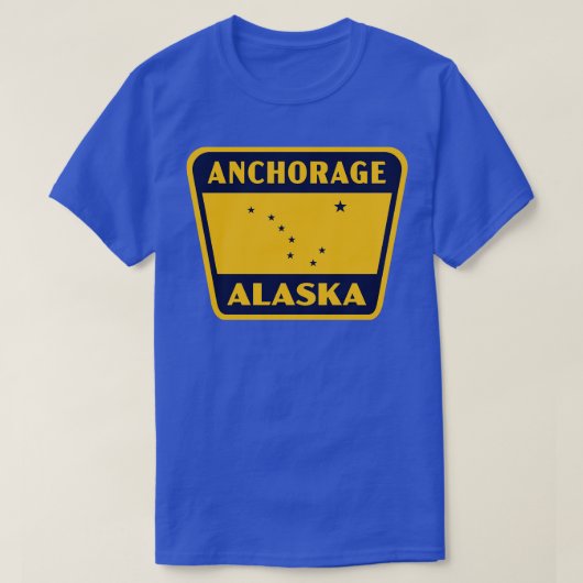 Anchorage Alaska Retro Abzeichen Blau T-Shirt (Design vorne)