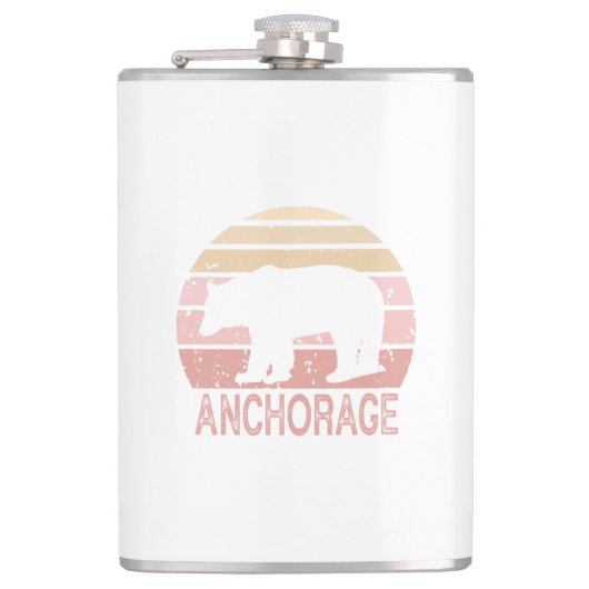 Anchorage Alaska Retro Bär Flachmann (Vorderseite)