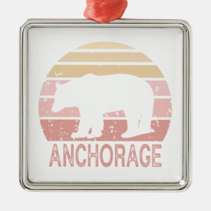 Anchorage Alaska Retro Bär Ornament Aus Metall