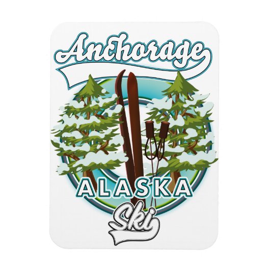 Anchorage Alaska Ski Logo Magnet (Vertikal)