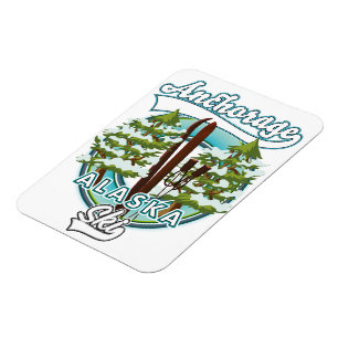 Anchorage Alaska Ski Logo Magnet