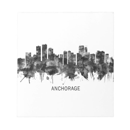 Anchorage Alaska skyline BW Notizblock (Vorderseite)