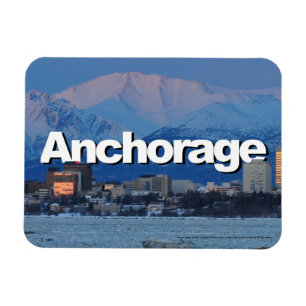 Anchorage-Alaska-Skyline mit Anchorage im Himmel Magnet