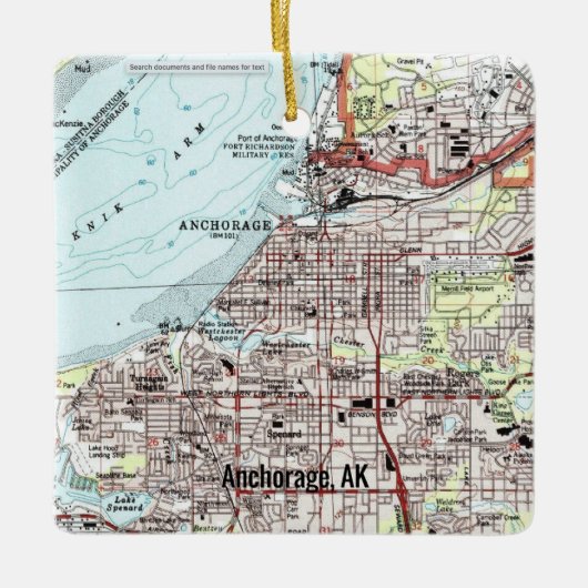 Anchorage Alaska Topo Karte Keramikornament (Vorderseite)
