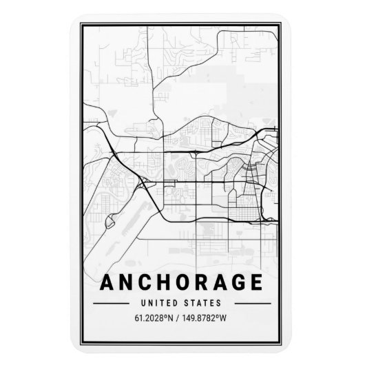Anchorage Alaska USA City Travel City Map Magnet (Vertikal)