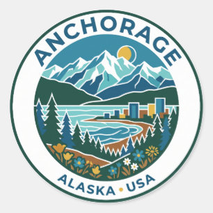 Anchorage, Alaska, USA Runder Aufkleber