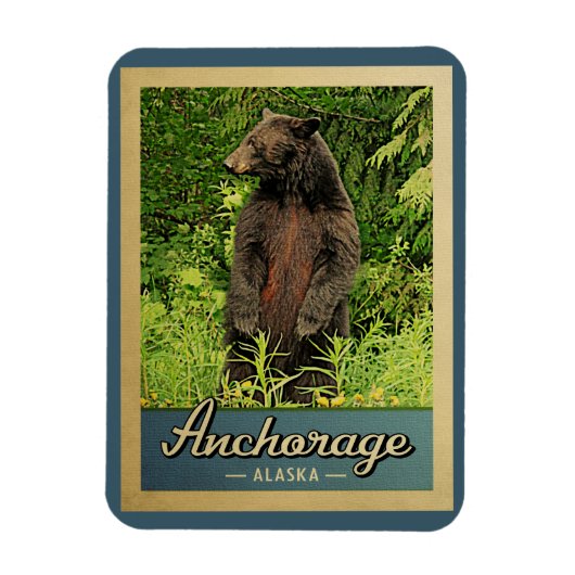 Anchorage Alaska Vintage Reisebär Magnet (Vertikal)