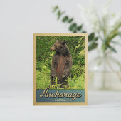 Anchorage Alaska Vintage Reisebär Postkarte (Stehend Vorderseite)