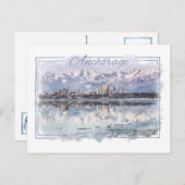 Anchorage Alaskan Watercolor Postcard Postkarte (Vorne/Hinten)