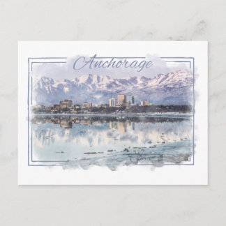 Anchorage Alaskan Watercolor Postcard Postkarte