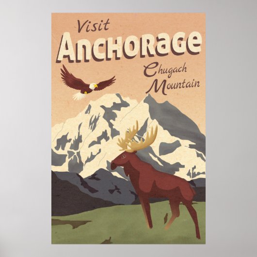 Anchorage Chugach Mountain Vintage Reiseplaner Poster (Vorne)
