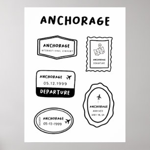 Anchorage - Reisestempel-Sammlung Vintage Poster