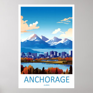 Anchorage Vintage Reiseposter Skigebiet Nationalpa Poster