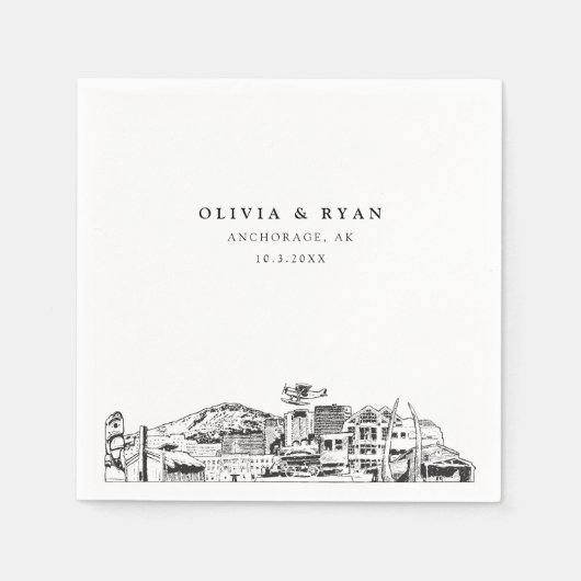 Anchorage Wedding Minimalistisch Paper Serviette (Vorderseite)