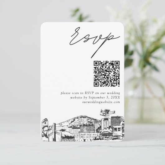 Anchorage Wedding Modern UAWG QR Code Begleitkarte (Stehend Vorderseite)