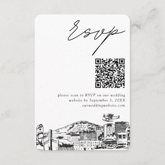 Anchorage Wedding Modern UAWG QR Code Begleitkarte (Vorderseite)