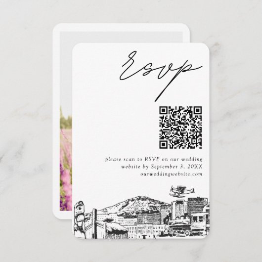Anchorage Wedding Modern UAWG QR Code Begleitkarte (Vorne/Hinten)