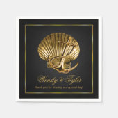 Anchored Seashell Nautic Cocktail | Schwarz und Go Serviette (Vorderseite)