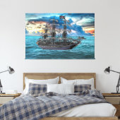 ANCHORIERTES PIRATSCHIFF AM SONNENSATZ LEINWANDDRUCK (Insitu (Schlafzimmer))