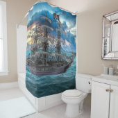 ANCHORIERTES PIRATSCHIFF AM SUNSET DUSCHVORHANG (Beispiel)