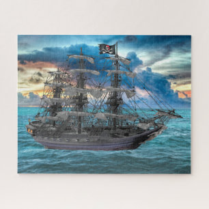 ANCHORIERTES PIRATSCHIFF AM SUNSET PUZZLE