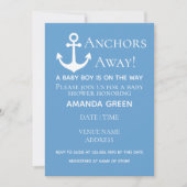 Anchors Away Baby Boy Nautical Blue Baby Dusche Einladung (Vorderseite)