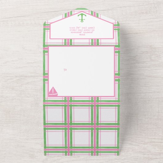 Anchors Away Girl Nautical Baby Shower All In One Einladung (Außenbereich)