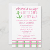 Anchors Away Girl Nautical Baby Shower Einladung (Vorderseite)