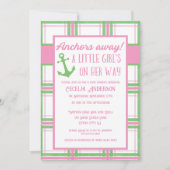 Anchors Away Girl Nautical Baby Shower Einladung (Vorderseite)