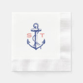 Anchors Away Monogram Cocktail Serviette (Vorderseite)