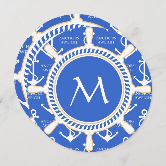 Anchors Aweigen Segelthema Küstenmuster Einladung (Vorne/Hinten)