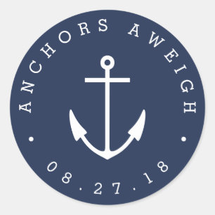 Anchors Aweigh   Navy Nautical Baby Shooter Runder Aufkleber