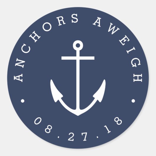 Anchors Aweigh | Navy Nautical Baby Shooter Runder Aufkleber (Vorderseite)