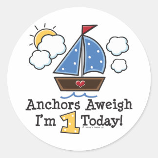 Anchors Aweigh Sailboat 1. Geburtstag Stickers