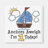 Anchors Aweigh Sailboat 1st Birthday Magnet (Vorne)