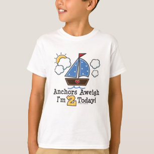 Anchors Aweigh Sailboat 2. Geburtstag T - Shirt