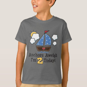 Anchors Aweigh Sailboat 2. Geburtstag T-Shirt