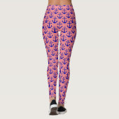 Anchors Nautical Beach Pattern | Blauer Lachs Rosa Leggings (Rückseite)