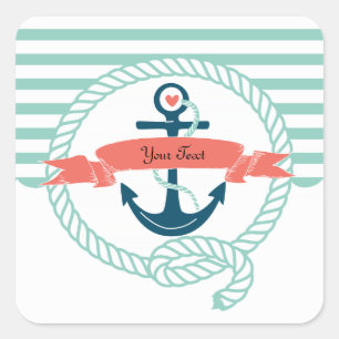 Anchors Nautical Quadratischer Aufkleber
