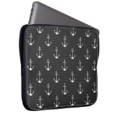 Anchors on Black Carbon Fiber Pattern Laptopschutzhülle (Vorne Rechts)