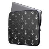 Anchors on Black Carbon Fiber Pattern Laptopschutzhülle (Vorderseite Links)
