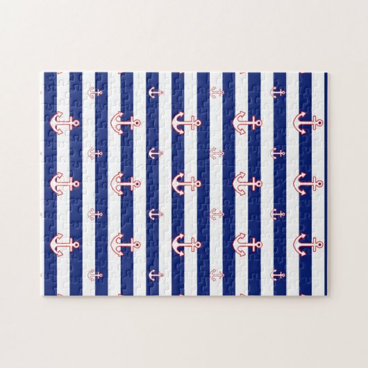 Anchors on Stripes Nautical Decor Puzzle (Horizontal)