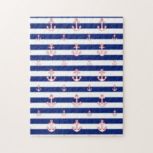 Anchors on Stripes Nautical Decor Puzzle
