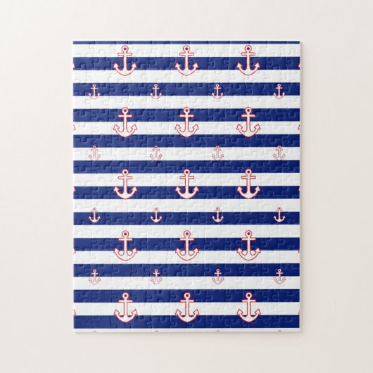 Anchors on Stripes Nautical Decor Puzzle (Vertikal)