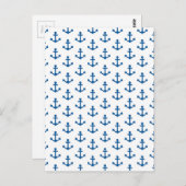 Anchors Pattern Nautical Royal Blue White Sailor Postkarte (Vorne/Hinten)
