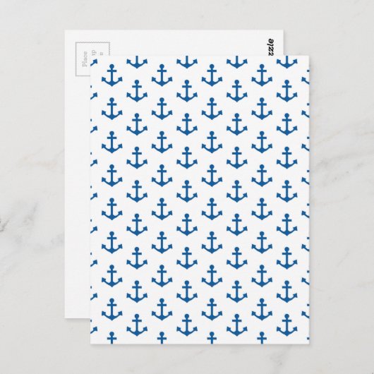 Anchors Pattern Nautical Royal Blue White Sailor Postkarte (Vorne/Hinten)
