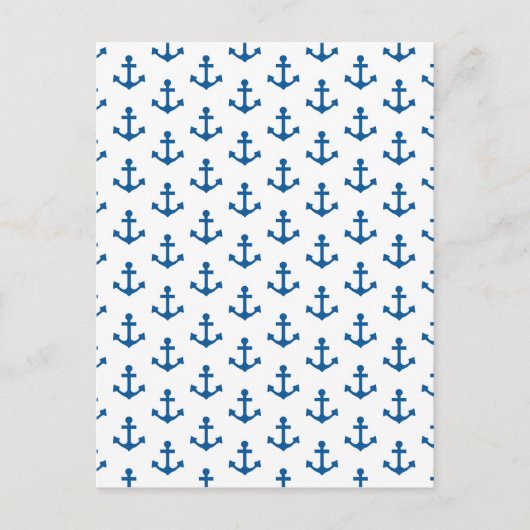 Anchors Pattern Nautical Royal Blue White Sailor Postkarte (Vorderseite)