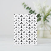 Anchors Pattern Nautical Schwarz-weiß Sailor Postkarte (Stehend Vorderseite)